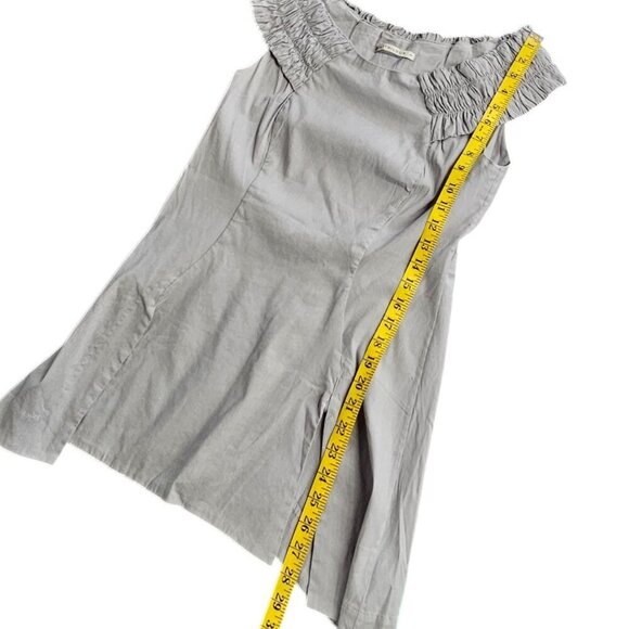 MATTHILDUR Womens Linen Blend Off Shoulder Lined Blouse, Tunic, Grey Size 1 - Picture 3 of 12